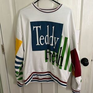 Teddy Fresh Crewneck/Sweater 80s inspired color block white multicolor design